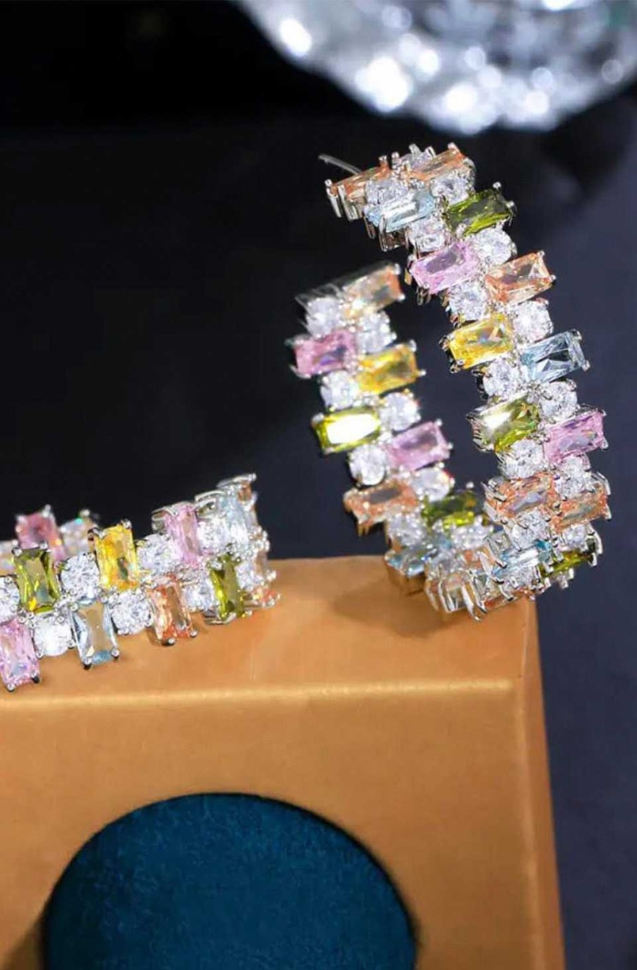 Accesorios Fetiche Suances | Pendientes De Aro Joya Piedras Multicolor