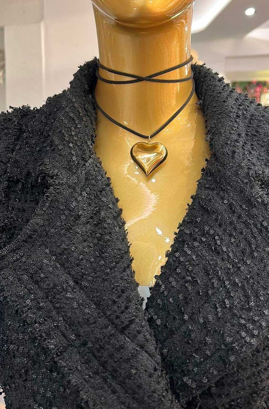 Accesorios Fetiche Suances | Collar Coraz N Dorado Cord N Negro
