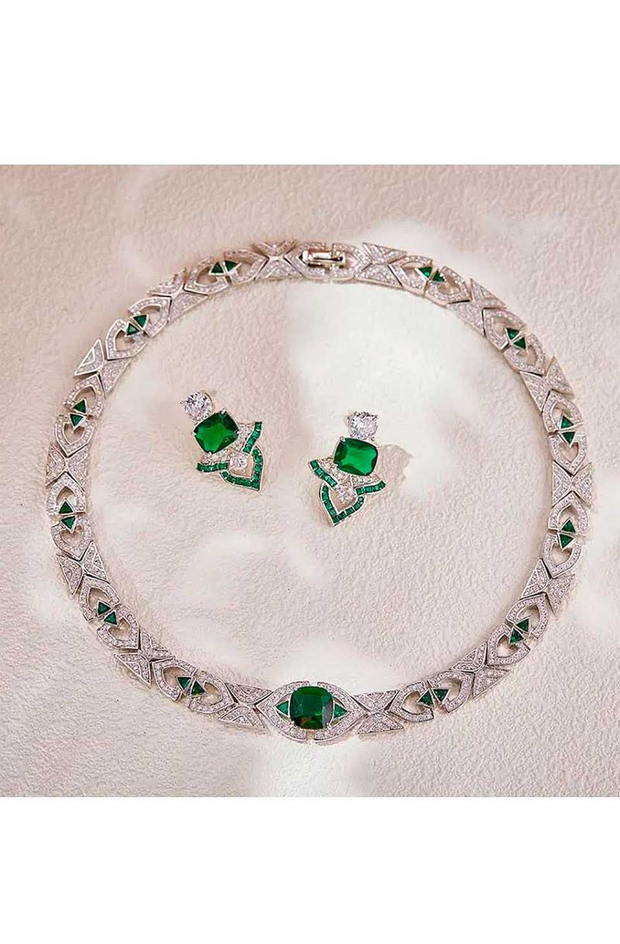 Accesorios Fetiche Suances | Collar Vintage Joya Piedras Verde Esmeralda