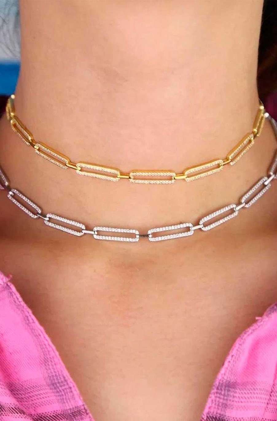 Accesorios Fetiche Suances | Collar Eslabones Circonitas Color Plata
