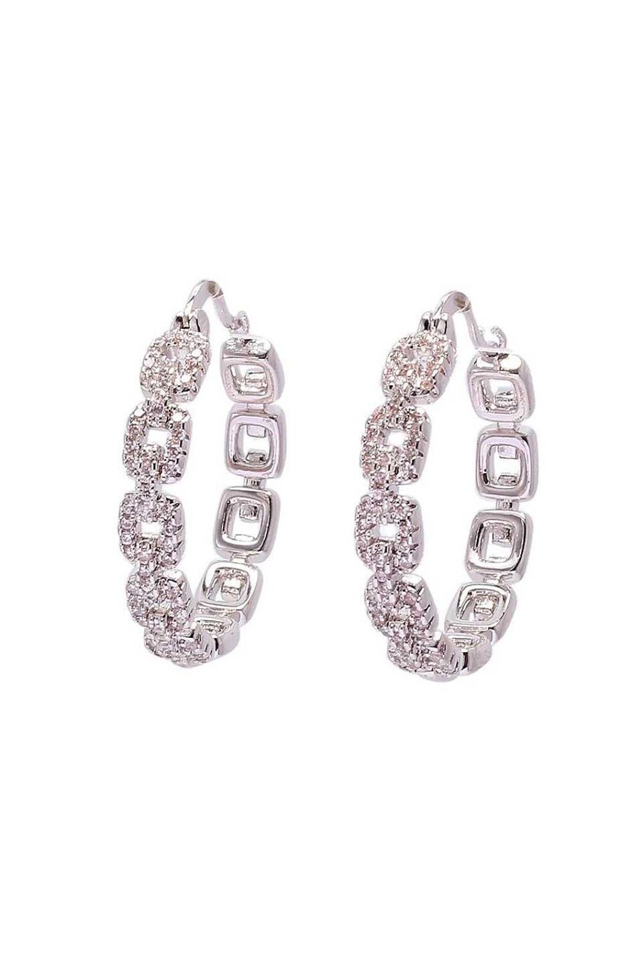 Accesorios Fetiche Suances | Pendientes Aro Eslabones Circonitas Plata