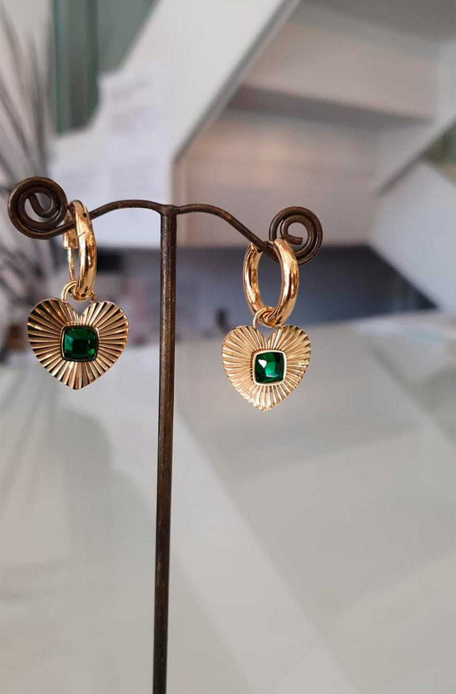 Accesorios Fetiche Suances | Pendientes Coraz N Piedra Verde
