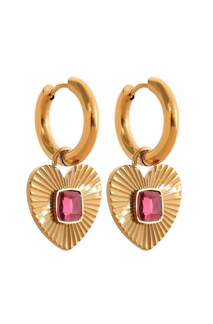 Accesorios Fetiche Suances | Pendientes Coraz N Piedra Rosa