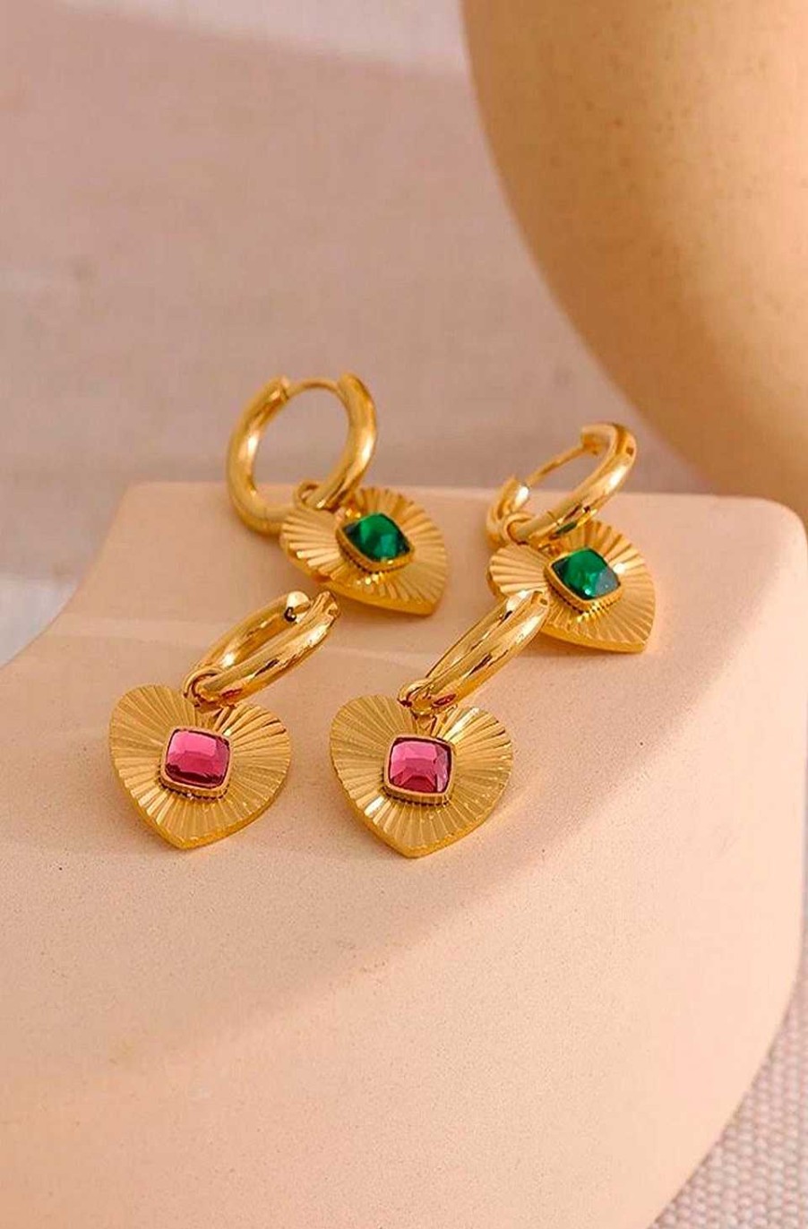 Accesorios Fetiche Suances | Pendientes Coraz N Piedra Verde