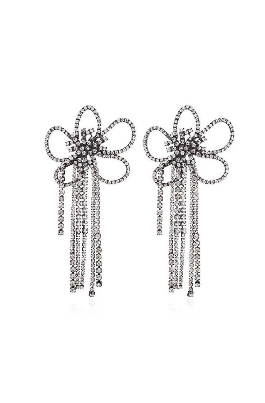 Accesorios Fetiche Suances | Pendientes Flor Con Tiras De Cristales