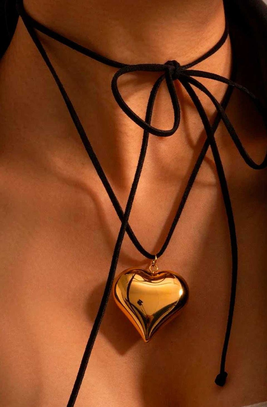 Accesorios Fetiche Suances | Collar Coraz N Dorado Cord N Negro