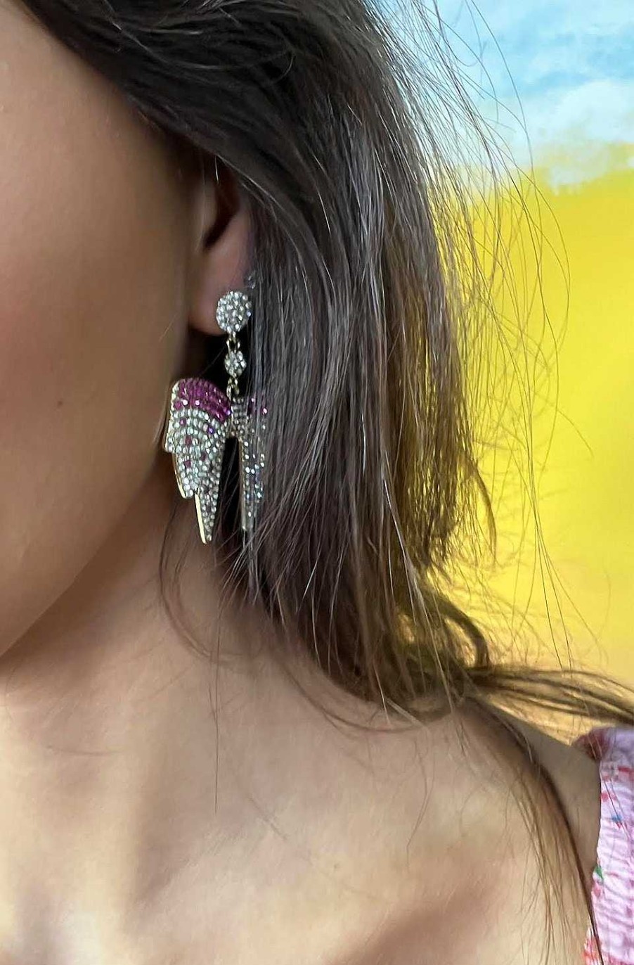 Accesorios Fetiche Suances | Pendientes Lazo Con Circonitas In Pink