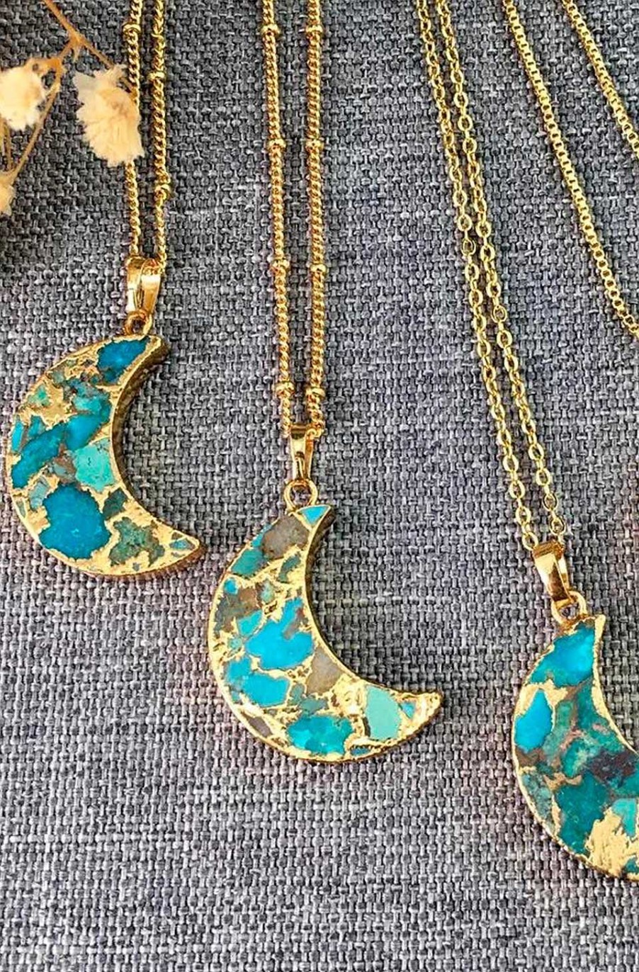 Accesorios Fetiche Suances | Collar Bohemio Media Luna Turquesa