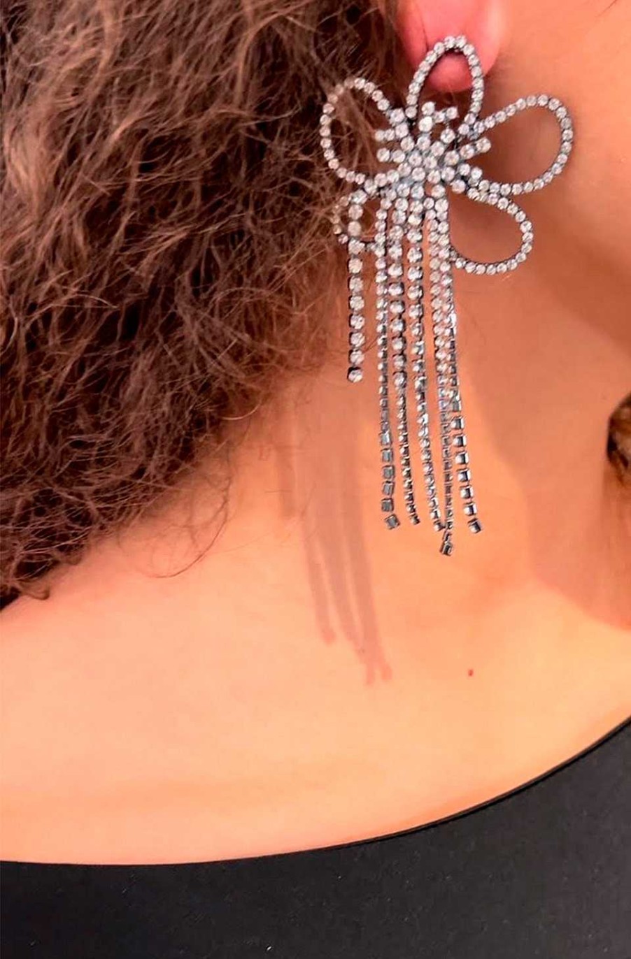 Accesorios Fetiche Suances | Pendientes Flor Con Tiras De Cristales