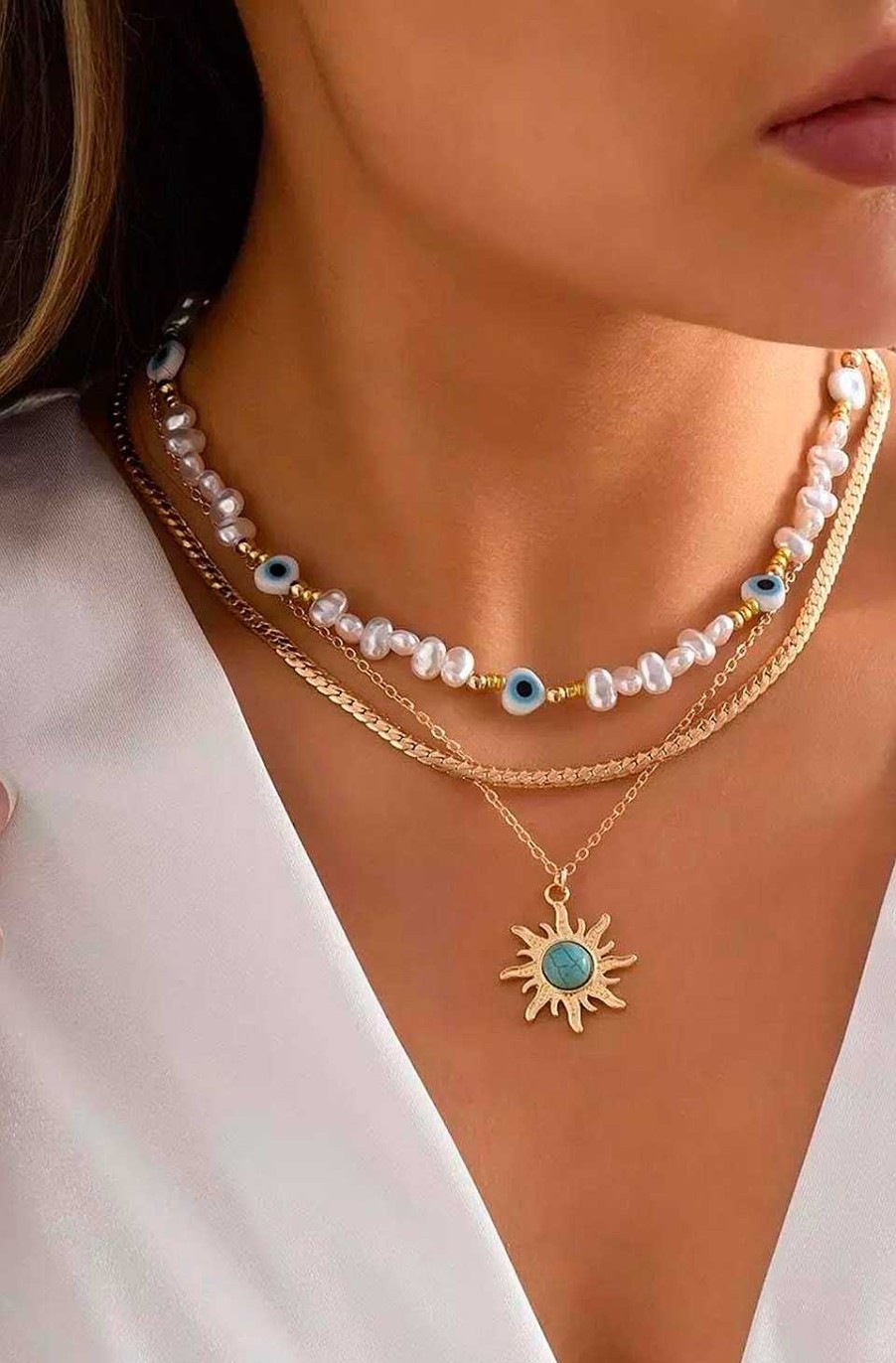 Accesorios Fetiche Suances | Collar Multi Lucky Eyes With Pearls