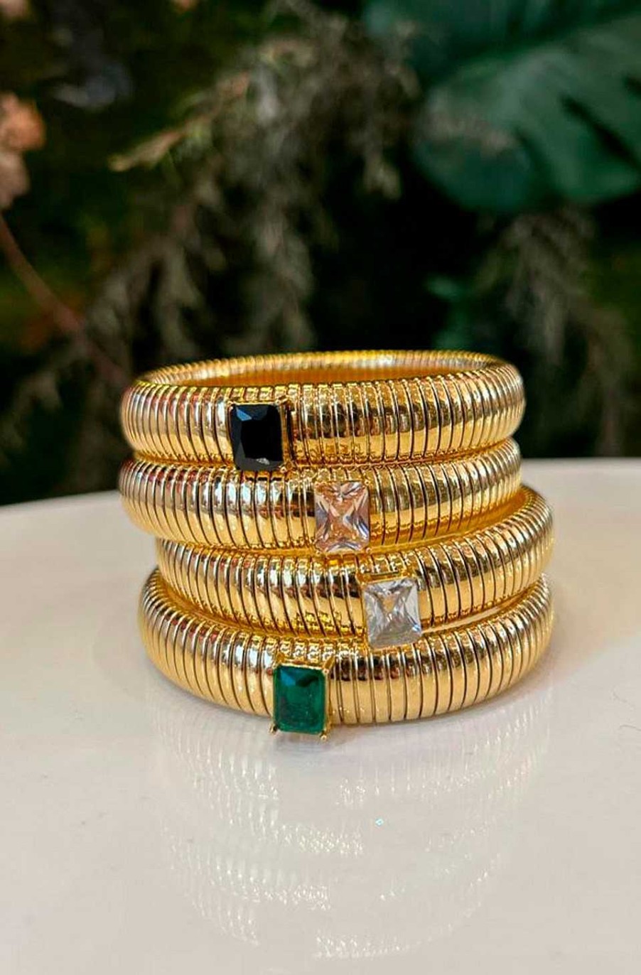 Accesorios Fetiche Suances | Pulsera Dorada Piedra P Rpura