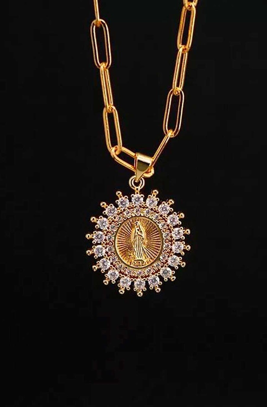 Accesorios Fetiche Suances | Collar Cadena Medalla Redonda Virgen