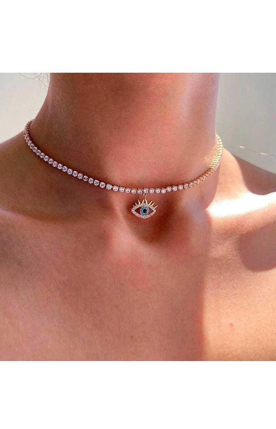 Accesorios Fetiche Suances | Collar Ojo Y Circonitas