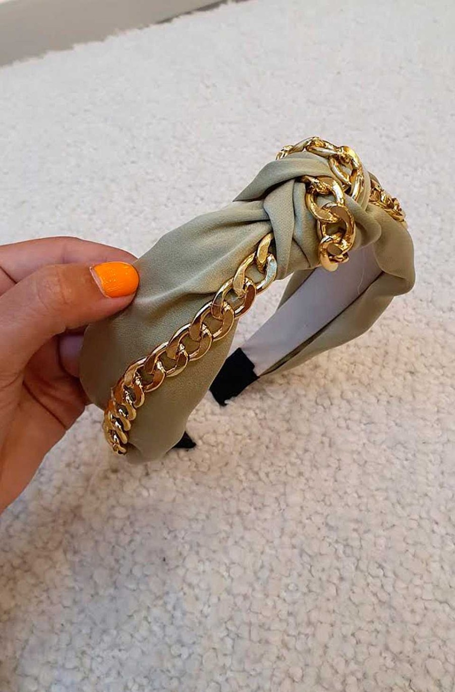 Accesorios Fetiche Suances | Diadema Verde Menta Con Cadena Dorada