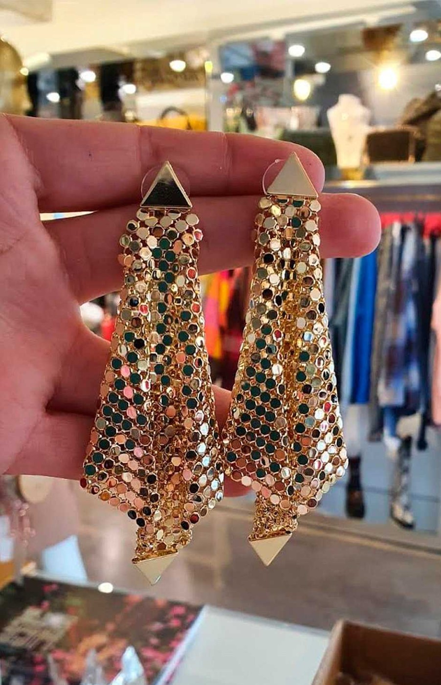 Accesorios Fetiche Suances | Pendientes Malla Met Lica Oro