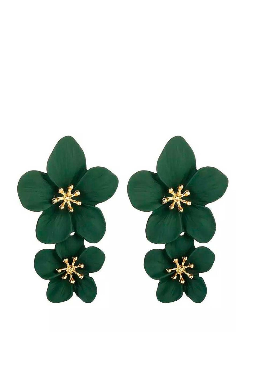 Accesorios Fetiche Suances | Pendientes Flores Verde Oscuro