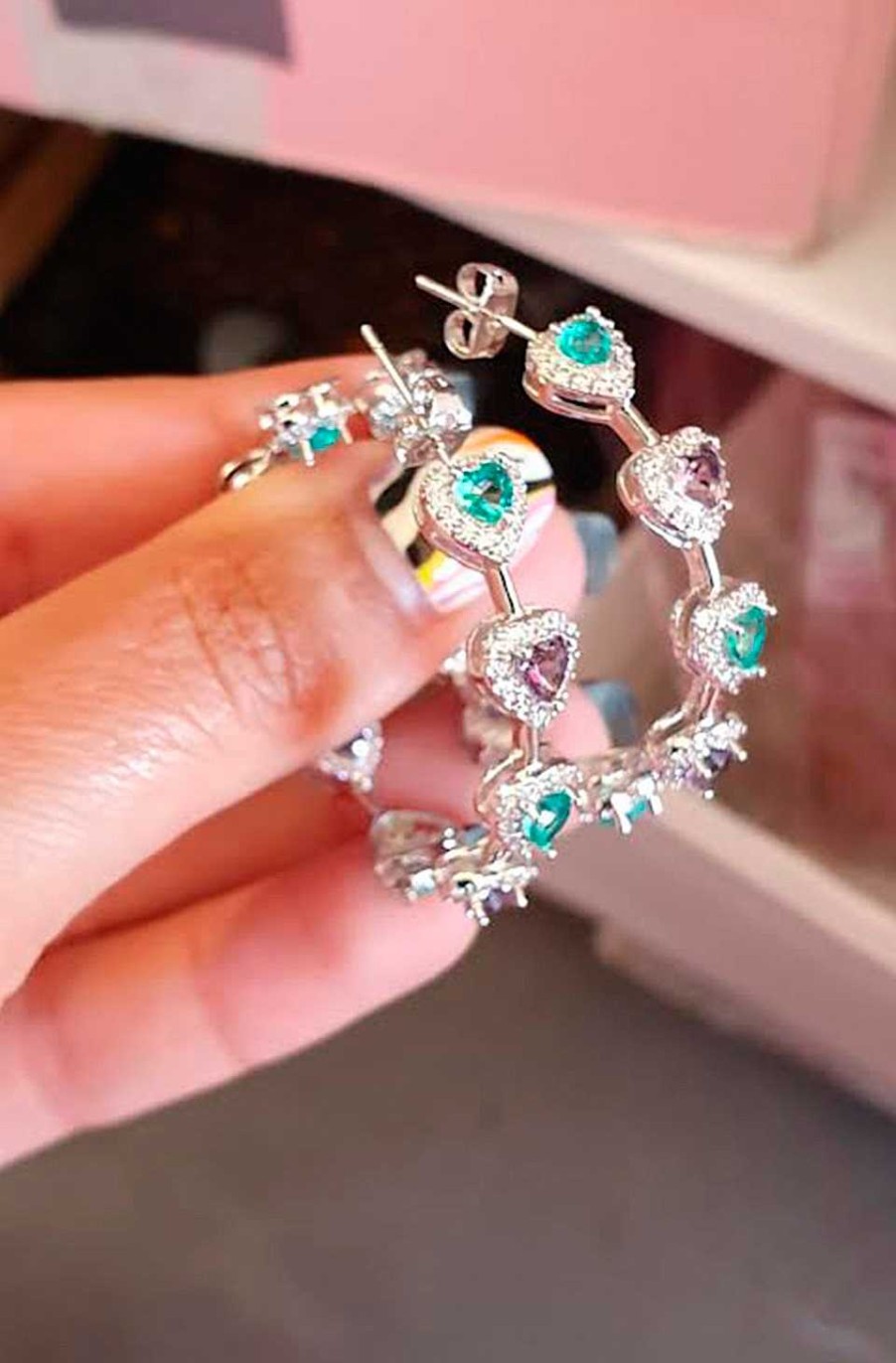 Accesorios Fetiche Suances | Pendientes De Aro Con Corazones Bicolor