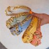 Accesorios Fetiche Suances | Diadema Mostaza Con Cadena Dorada