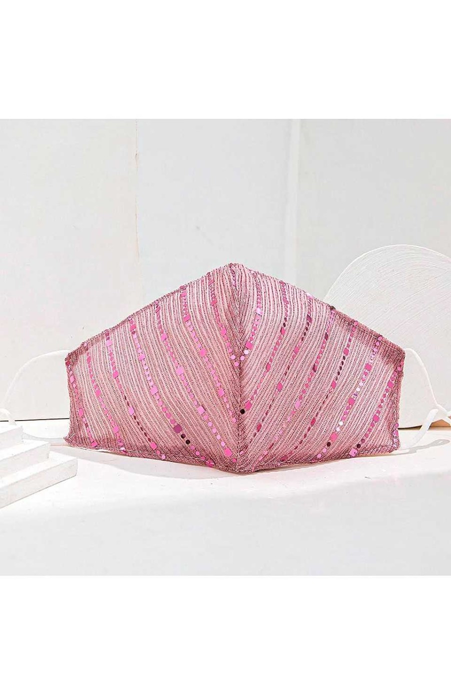 Accesorios Fetiche Suances | Mascarilla Rosa Detalles Dorados