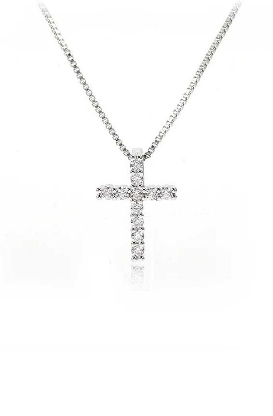 Accesorios Fetiche Suances | Collar De Cruz Plata Con Circonitas