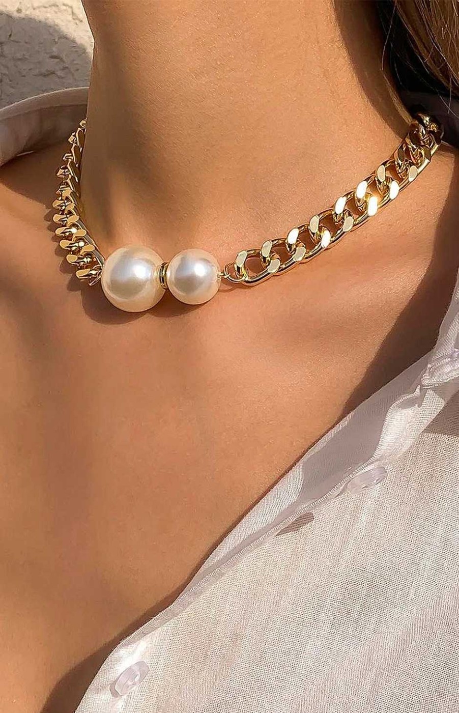 Accesorios Fetiche Suances | Collar Cadena Y Perlas