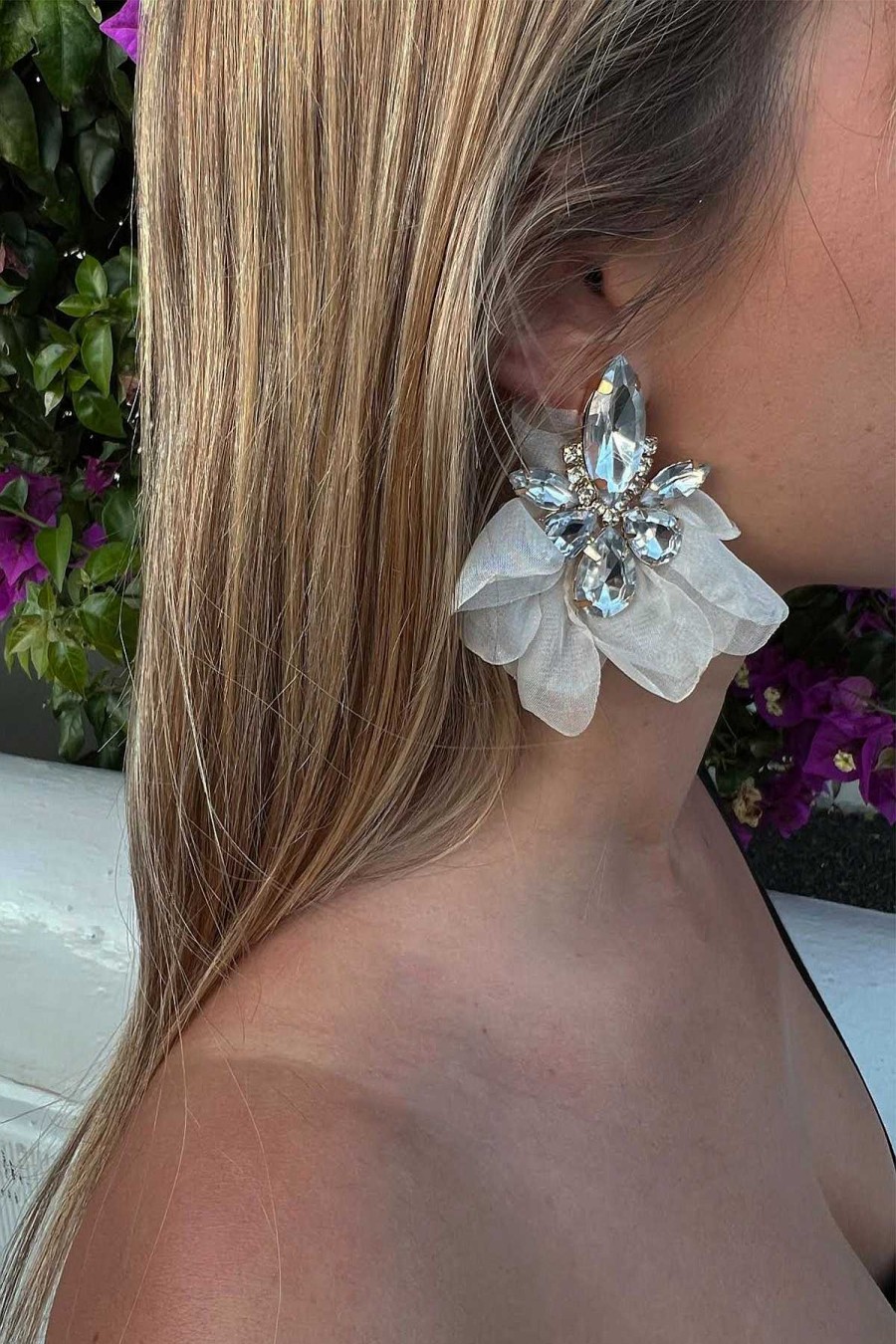 Accesorios Fetiche Suances | Pendientes Petalos Flor Blanca