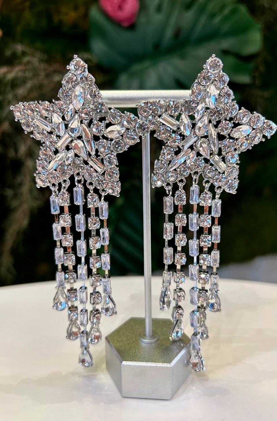 Accesorios Fetiche Suances | Pendientes Estrella Cristales Plata