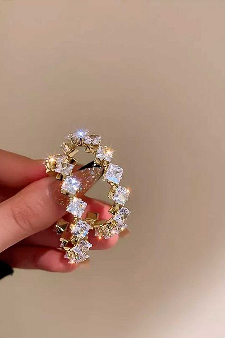 Accesorios Fetiche Suances | Pendientes De Aro Rombos Cristales
