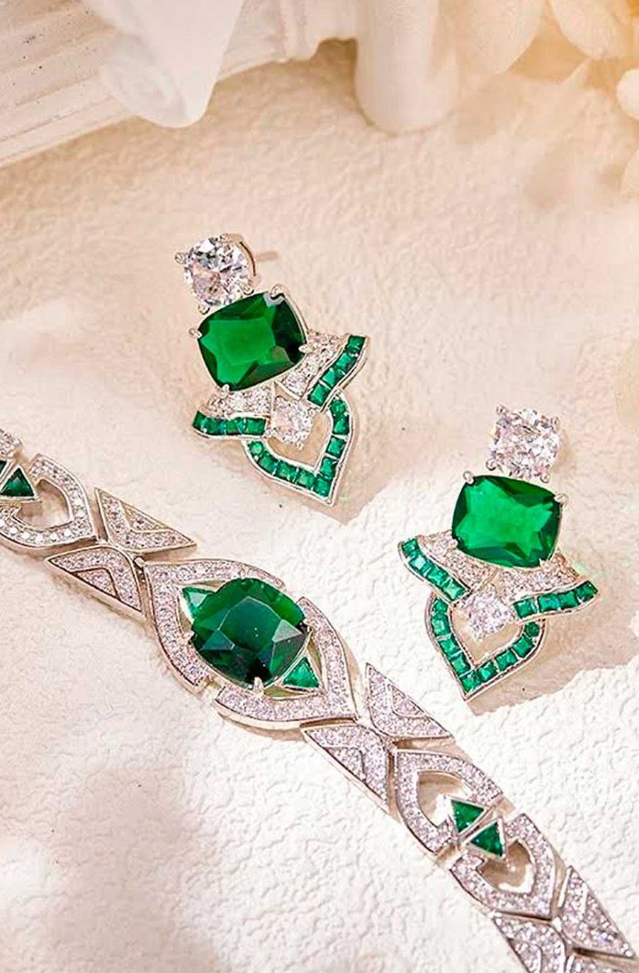 Accesorios Fetiche Suances | Collar Vintage Joya Piedras Verde Esmeralda