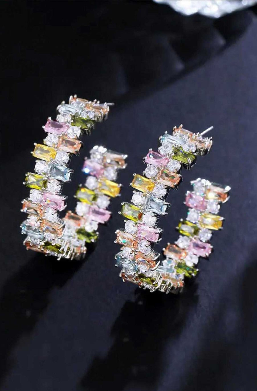Accesorios Fetiche Suances | Pendientes De Aro Joya Piedras Multicolor