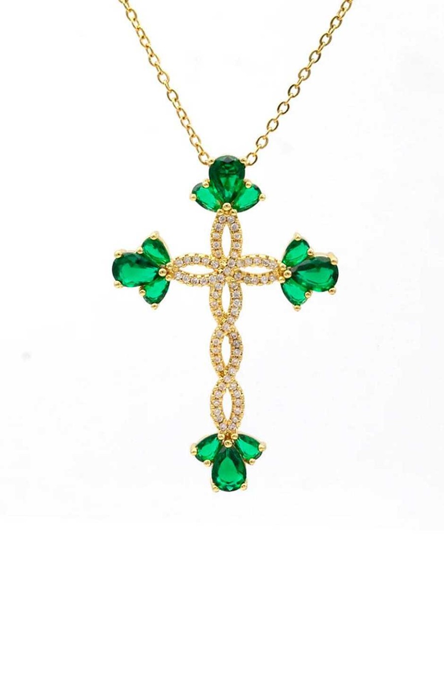 Accesorios Fetiche Suances | Collar Cruz Verde Esmeralda
