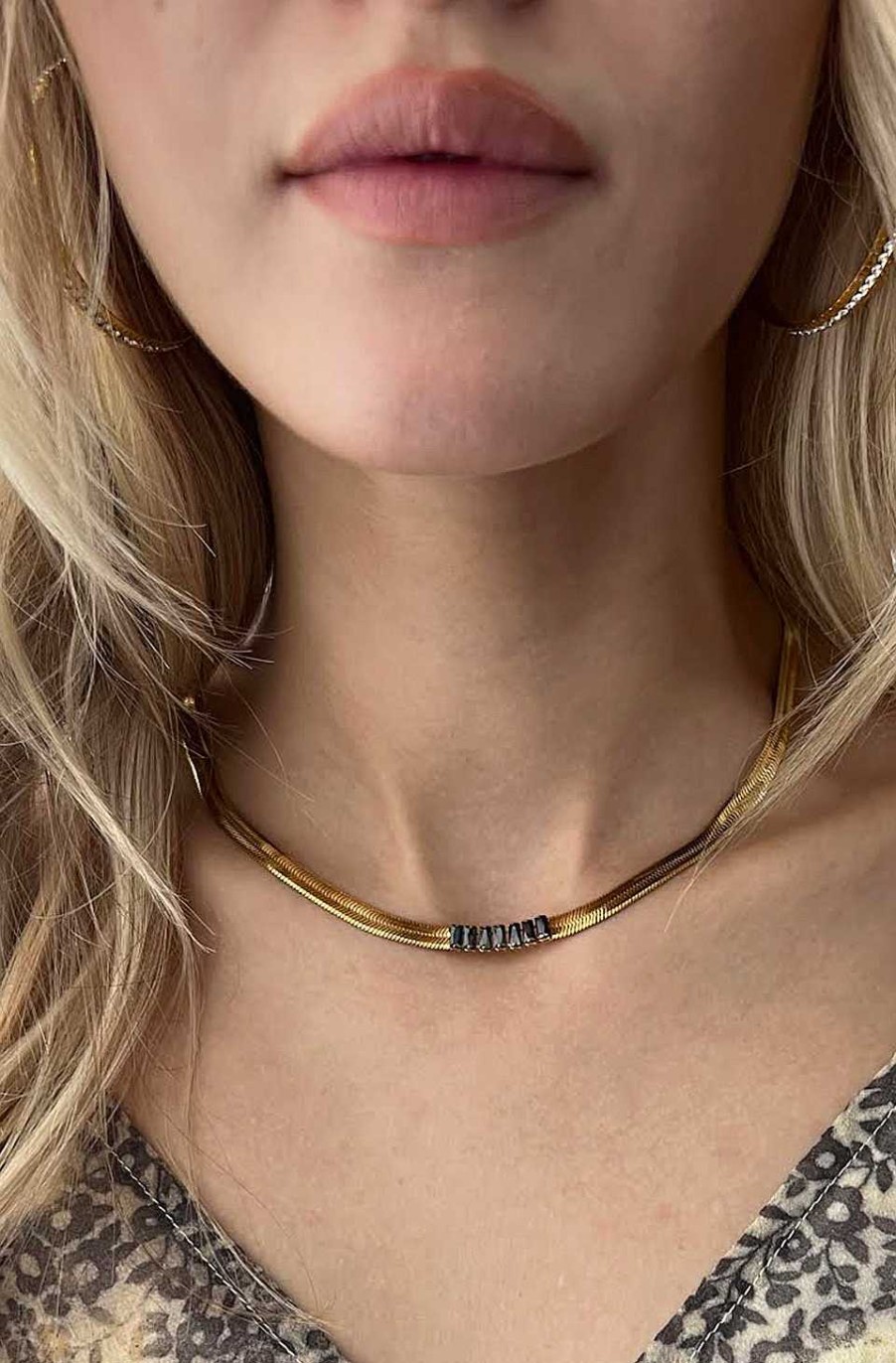 Accesorios Fetiche Suances | Collar Serpiente Cristales Negros