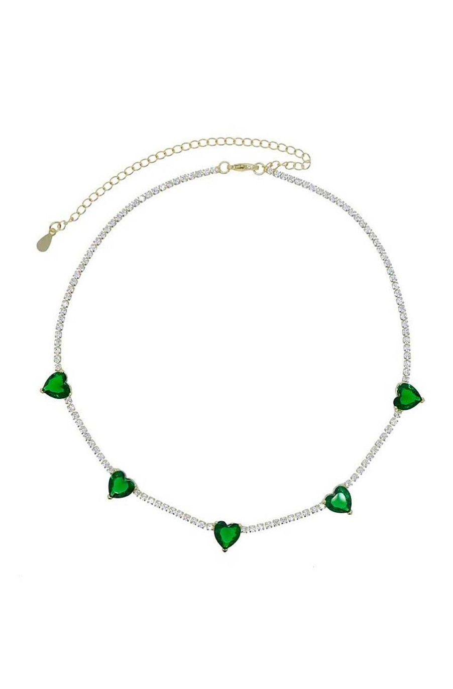 Accesorios Fetiche Suances | Collar Corazones Verde Esmeralda