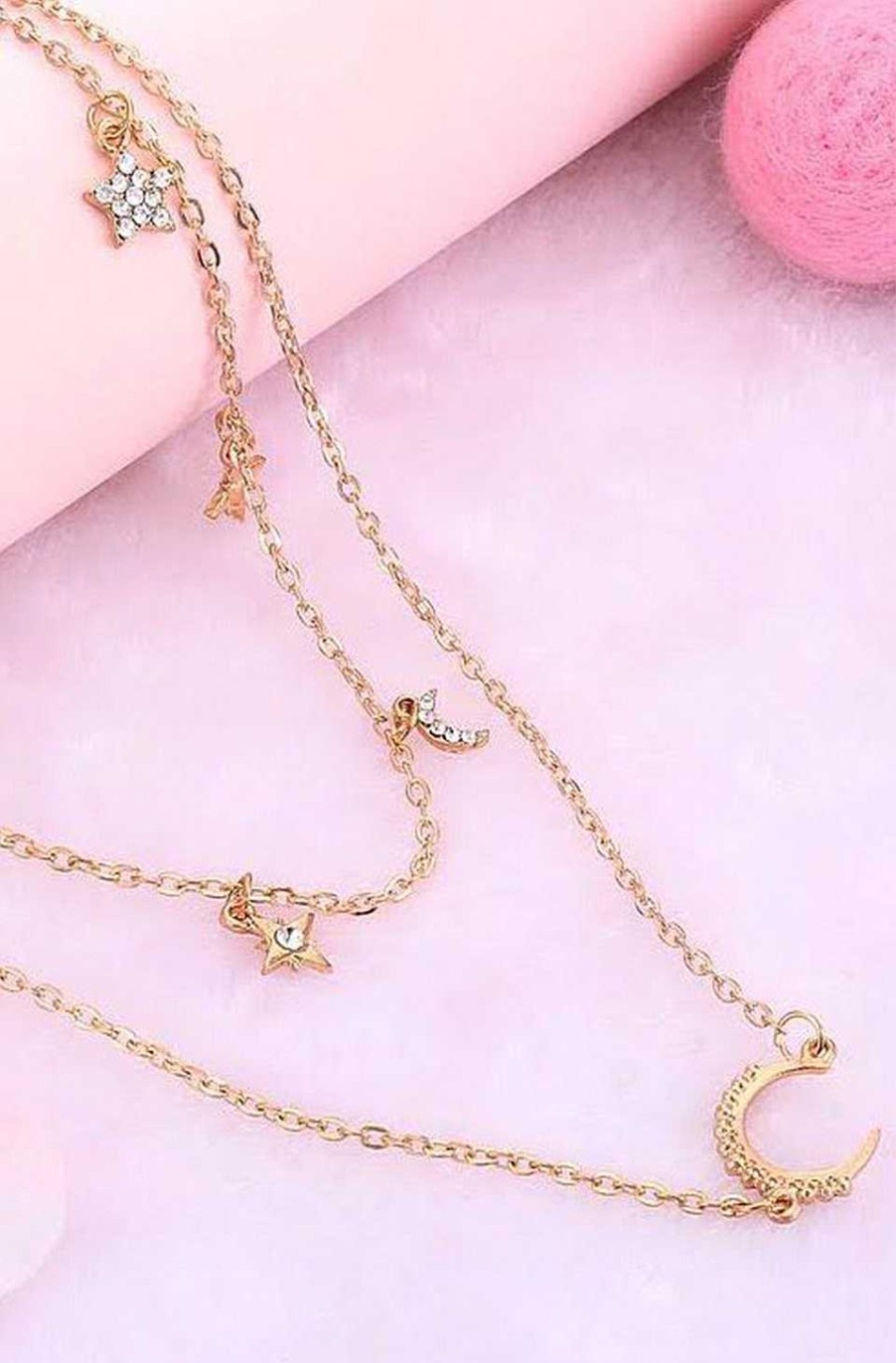 Accesorios Fetiche Suances | Collar Boho Moon & Stars Dorado