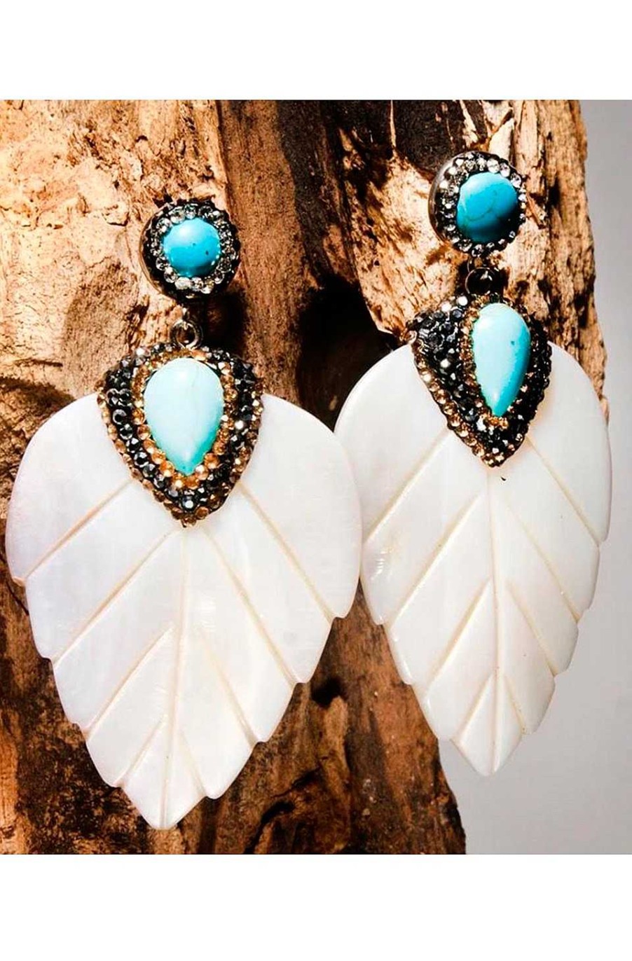 Accesorios Fetiche Suances | Pendientes Hojas De Concha Y Turquesa