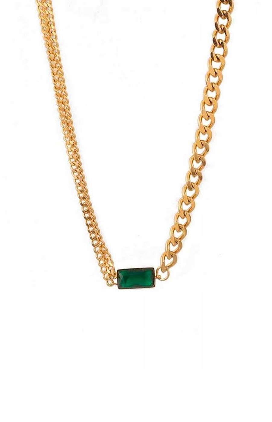 Accesorios Fetiche Suances | Collar Doble Cadenas Y Esmeralda