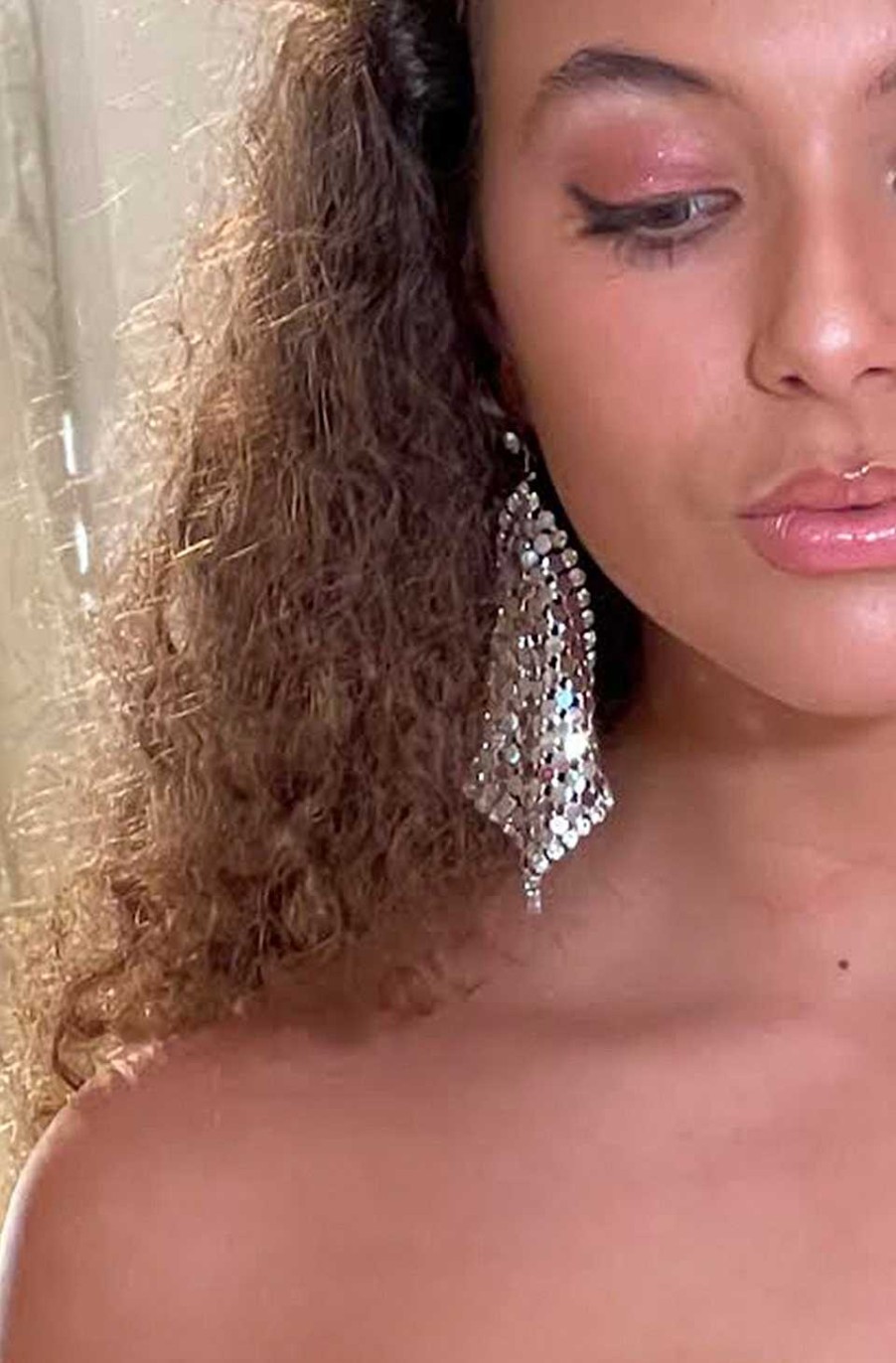 Accesorios Fetiche Suances | Pendientes De Malla Met Lica Plata Y Cristales