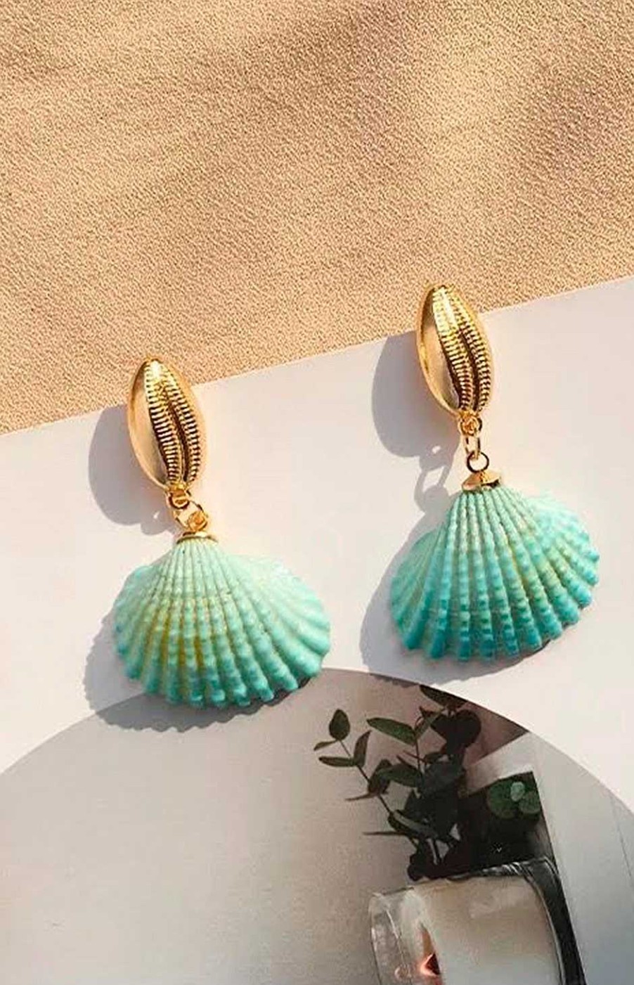 Accesorios Fetiche Suances | Pendientes Concha Agua Marina