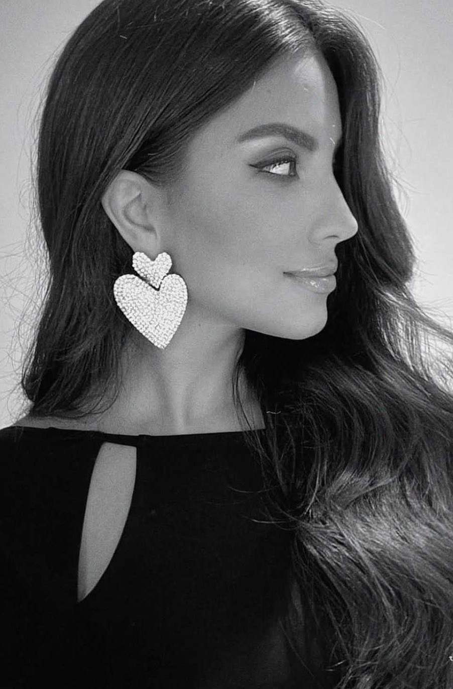 Accesorios Fetiche Suances | Pendientes Dos Corazones Blanco Boreal