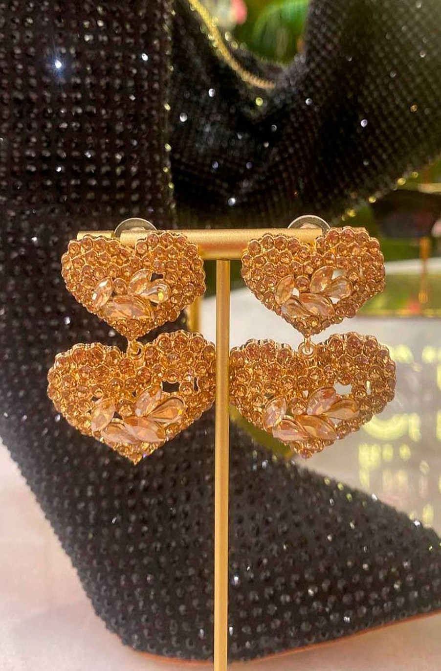 Accesorios Fetiche Suances | Pendientes Corazones Champagne