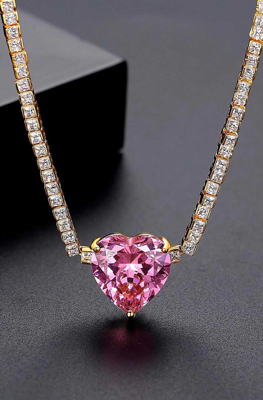 Accesorios Fetiche Suances | Collar Tenis Coraz N Rosa Y Circonitas