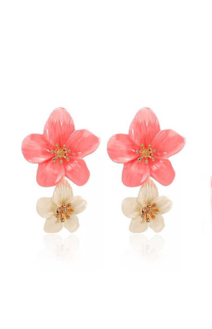 Accesorios Fetiche Suances | Pendientes Flores Coral &. Blanco