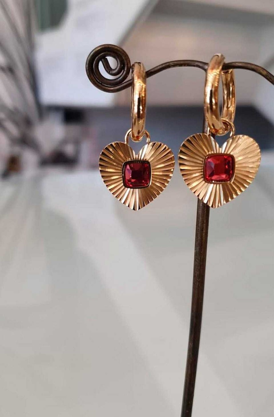 Accesorios Fetiche Suances | Pendientes Coraz N Piedra Rosa