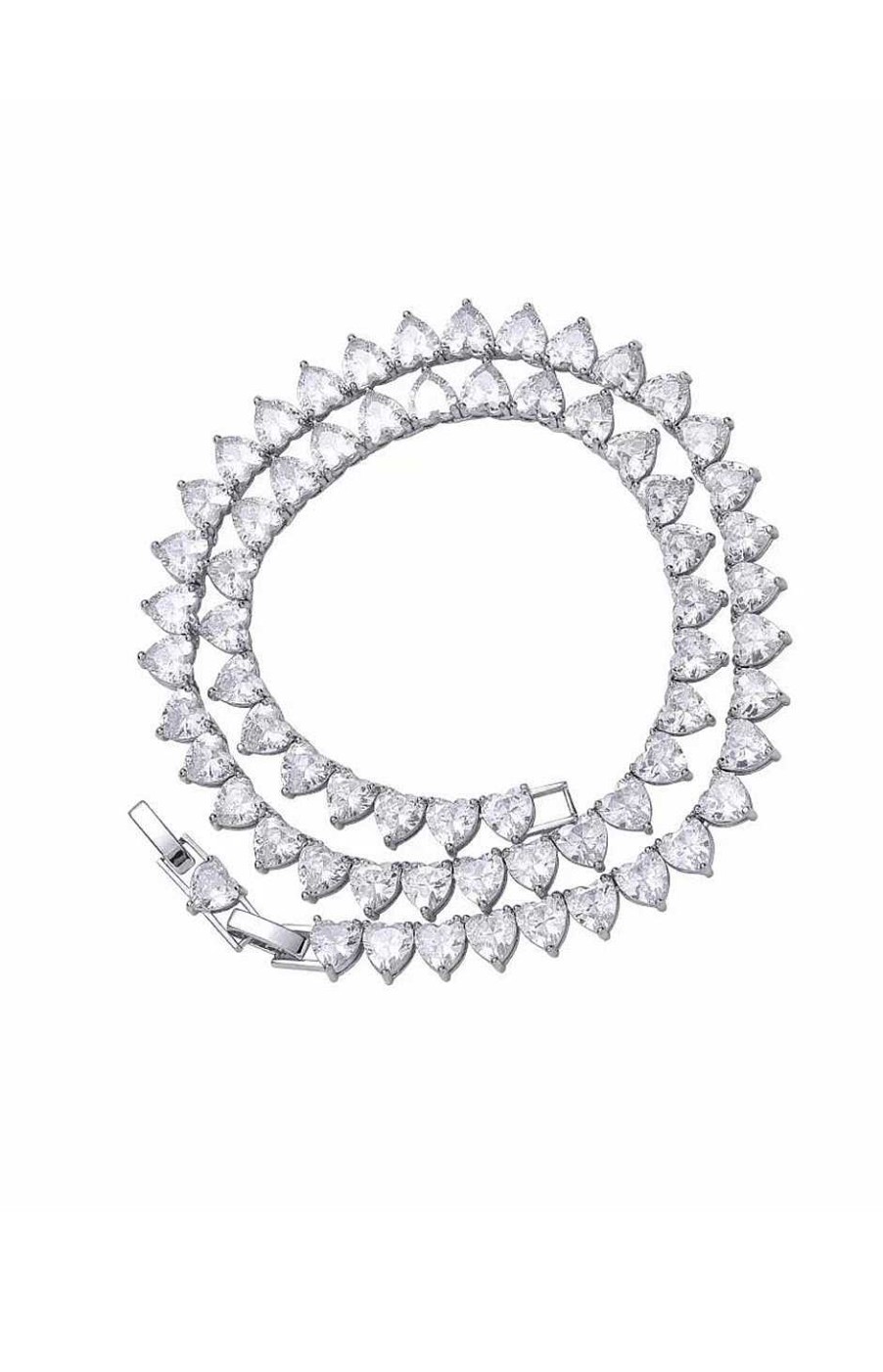 Accesorios Fetiche Suances | Collar Circonitas Corazones Plata